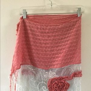 Vintage Inspired Scarf Lace and Fabric Bikini Bottom Cover Up